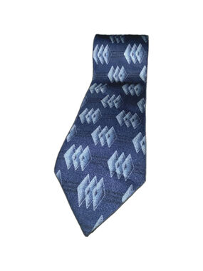 Vintage 1990s Guy Laroche 100% Silk Navy Blue Geometric Power Tie Mens Necktie